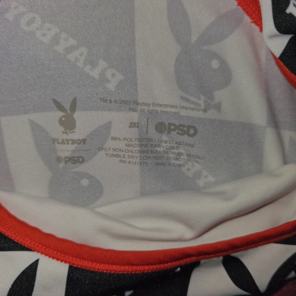 PLAYBOY PSD Red and Black Sports Bra - Picture 2 of 3